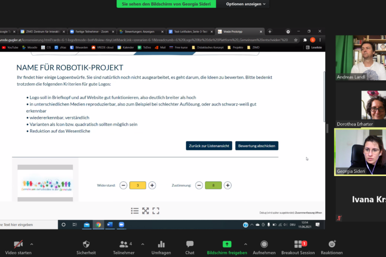 Screenshot bei einem Usability-Test mit Ambivalenz-Bewertung